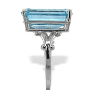 14k White Gold 7.92 Carat Genuine Natural Aquamarine Ring Size 8 (#J7202)