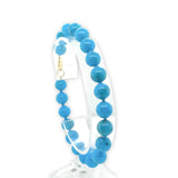 Fine 8mm Ithaca Peak Blue Genuine Turquoise Bead Bracelet w/Lobster Clasp #J7234