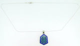 14k White Gold Genuine Natural Opal Inlay Intarsia Pendant w/Custom Bezel #J4210
