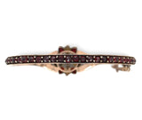 Genuine Natural Bohemian Garnet Bangle Bracelet with Rosette Center (#J7247)
