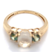 10k Yellow Gold 1.06ct Genuine Natural Moonstone and Green Sapphire Ring #J6462