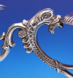 European .925 Sterling Silver Candelabra Pair 3-Light Repoussed w/Dolphins #9289