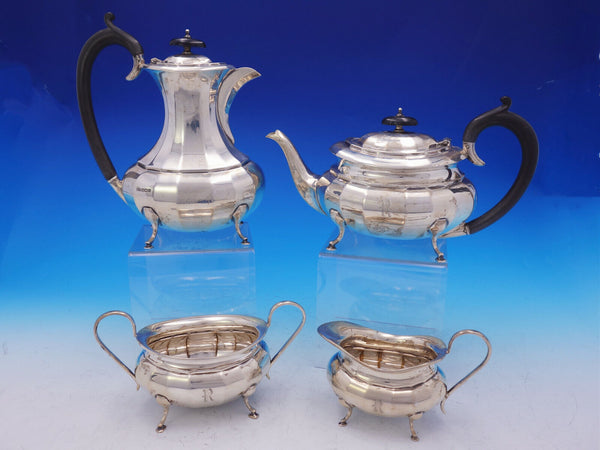 English Sterling Silver By E. Viners Sheffield 4pc Tea Set c1931 (#3589)