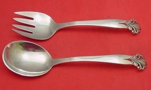 Orla Vagn Mogensen Danish Sterling Silver Salad Serving Set 2pc 9 3/4"