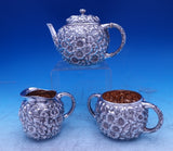 Flora by Shiebler Sterling Silver Tea Set 3pc #1181 Tea Sugar Creamer (#8837)
