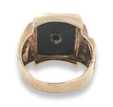 10k Gold Men's Genuine Natural Black Onyx and Diamond Ring Size 7 (#J6630)