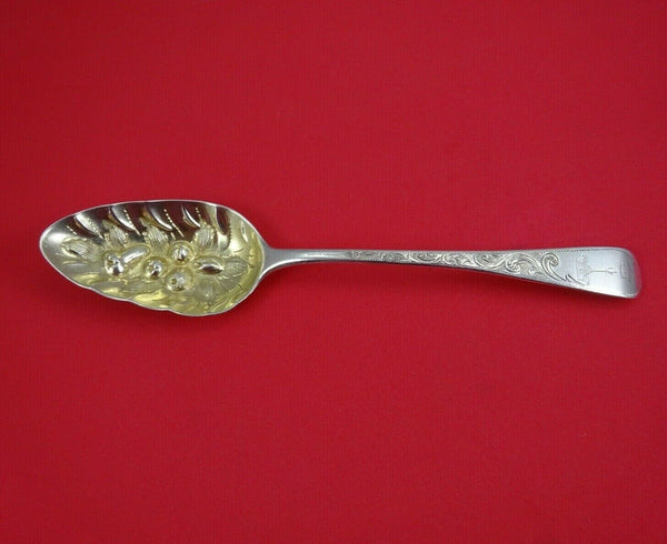 Richard Crossley English Georgian Sterling Silver Berry Spoon Light GW w/ Fruit