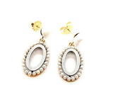 14k Yellow and White Gold Antique Seed Pearl Drop Earrings (#J5292)