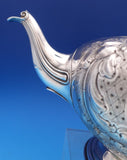 Elkington English Victorian Sterling Silver Tea Pot 3-D Finial Chased (#8437)