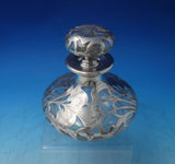Alvin Glass Dresser Jar w/ Sterling Silver Overlay Floral #3109 6" x 5" (#5940)