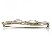 14k White Gold with Platinum Filigree Bow Genuine Natural Diamond Pin (#J5910)