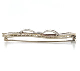 14k White Gold with Platinum Filigree Bow Genuine Natural Diamond Pin (#J5910)