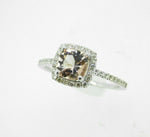 14k Gold Cushion Cut Peach Genuine Natural Morganite Ring with Diamonds (#J5116)