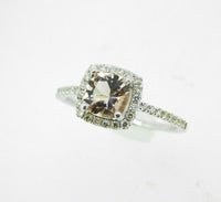 14k Gold Cushion Cut Peach Genuine Natural Morganite Ring with Diamonds (#J5116)