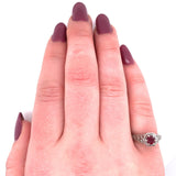 18k White Gold Art Deco .50ct Genuine Natural Ruby Filigree Ring (#J5630)