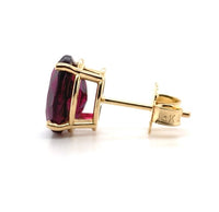 14k Yellow Gold 3.43ct TW Oval Genuine Natural Rhodolite Garnet Earrings #J6107