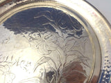 Antique Hammered by Whiting Sterling Silver Round Tray Acid Etched 7" (#0042)