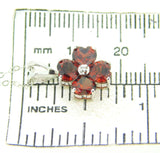 14k White Gold Heart Shaped Genuine Natural Garnet Flower Pendant (#J4187)