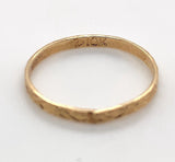 10k Yellow Gold Baby Infant Band Ring Floral Pattern Tiny Size 0 (#J6187)