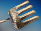 Shiebler Sterling Asparagus Fork Acid Etched Flowers Berries 9 1/4" Superb