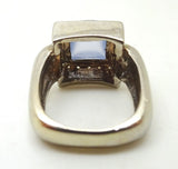 14k White Gold Blue Grey Genuine Natural Chalcedony and Diamond Ring (#J3603)
