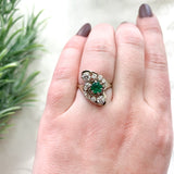 14k White Gold .65ct Genuine Natural Emerald and Diamond Cocktail Ring (#J7164)