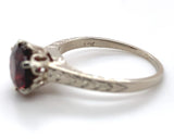 14k White Gold Victorian 1.90 Carat Genuine Garnet Ring Size 5.5 (#J7476)