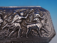 Joseph Yager German Sterling Silver Box Stag Hunt w/Hanau Pseudo Hallmarks #8081