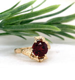 14k Yellow Gold 2.20 Carat Round Red Garnet Bamboo Setting Size 7. 25 (#J7407)