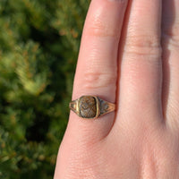 9k Rose Gold Genuine Natural Tiger's Eye Quartz Cameo Ring Size 6 (#J7059)