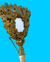 Gilt Bronze Tussie Mussie Posey Posy Holder with Enamel and Mirrors (#J1322)