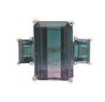 14k Gold 8.07 Carat Bi-Color Teal Purple Genuine Natural Tourmaline Ring #J6986