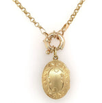 14k Yellow Gold Oval Locket with Decorative Engraving Heavy Chain (#J6514)