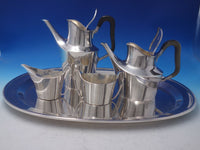Charlotte by Hans Hansen Danish Sterling Silver Tea Set 4pc with Tray (#5190)