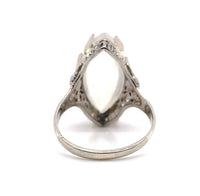 14k White Gold 9.58ct Marquise Genuine Natural Moonstone Filigree Ring (#J5712)