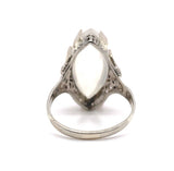 14k White Gold 9.58ct Marquise Genuine Natural Moonstone Filigree Ring (#J5712)