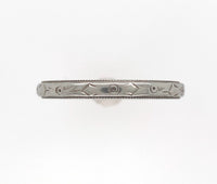 18k White Gold Wedding Band Jewelry with Geometric Design Size 7 (#J5879)