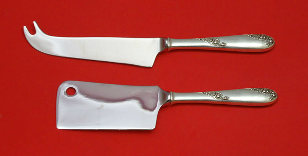 SWEETHEART ROSE BY LUNT STERLING SILVER CHEESE SERVR SERVING SET 2PC HHWS CUSTOM