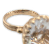 Vintage 14k Yellow Gold Ring with Genuine Natural Rock Crystal Quartz 6 (#J7094)
