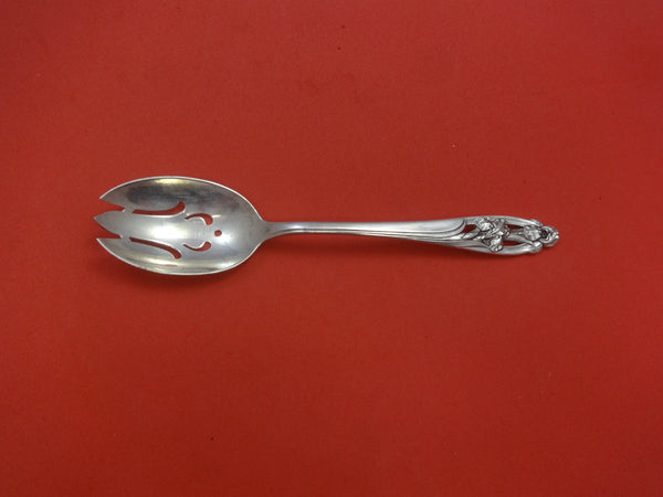 Silver Iris by International Sterling Silver Serving Spoon Pierced Orig 8 3/8"