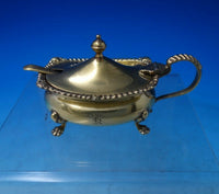English Sterling Silver Mustard Pot Vermeil with Cobalt Liner and Spoon (#6299)