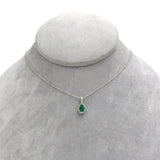 Platinum .46ct Pear Shape Genuine Natural Emerald Diamond Halo Pendant (#J7388)