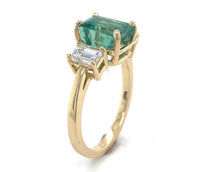 18k Yellow Gold GIA 2.86 Carat Emerald and 1.02 Carat Diamond Ring (#J6507)
