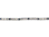 14k Gold Art Deco Genuine Sapphire Link Bracelet Guilloche Engraved (#J6504)