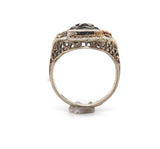 10k White Gold Filigree Camphor Glass Eastern Star Ring Jewelry (#J6211)