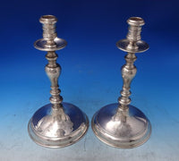 Kalo Sterling Silver Candlestick Pair Handwrought with Family Crest (#7177)