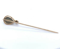 14k Yellow Gold Stick Pin with Genuine Natural Tiger's Eye and Diamond (#J4998)