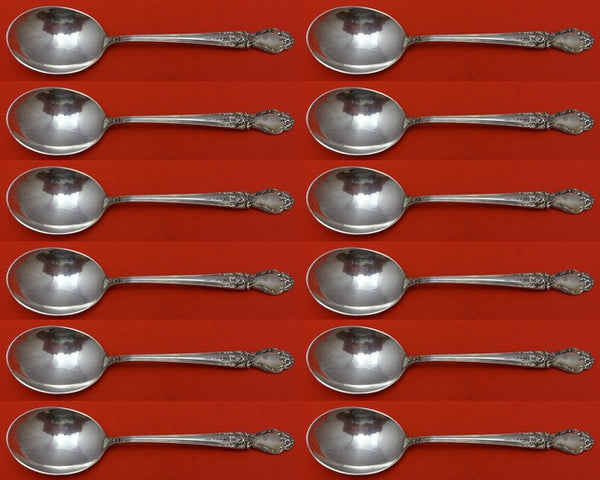 Brocade by International Sterling Silver Cream Soup Spoon Set 12 pieces 6 1/2"