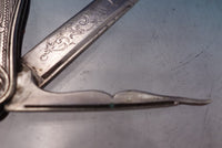 Medallion by Unknown Sterling Silver Pocket Knife w/Nut Pick Fruit Knife (#7237)