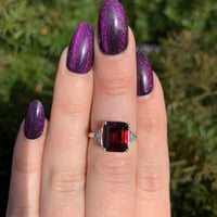 10k Yellow Gold 3.86 Carat Emerald Cut Genuine Natural Garnet Ring (#J6554)